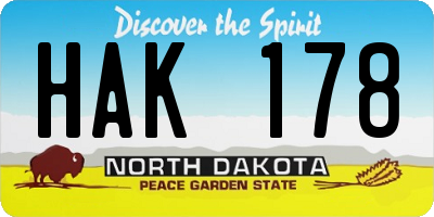 ND license plate HAK178