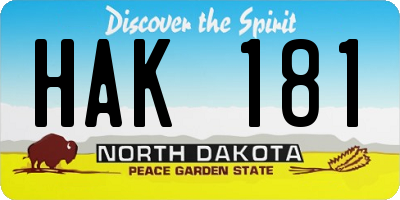 ND license plate HAK181