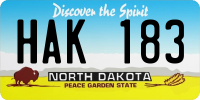 ND license plate HAK183