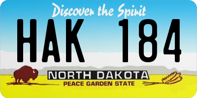 ND license plate HAK184