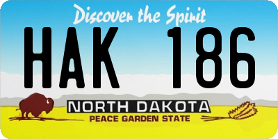ND license plate HAK186