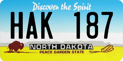 ND license plate HAK187