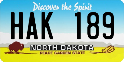ND license plate HAK189