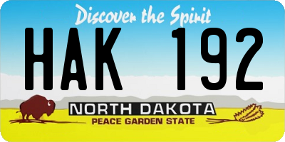 ND license plate HAK192