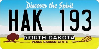 ND license plate HAK193