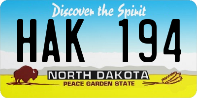 ND license plate HAK194