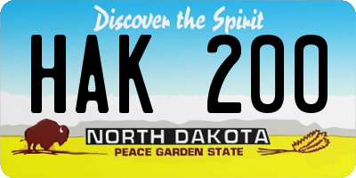 ND license plate HAK200