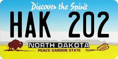 ND license plate HAK202