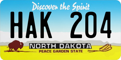 ND license plate HAK204