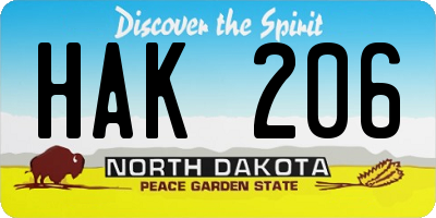 ND license plate HAK206