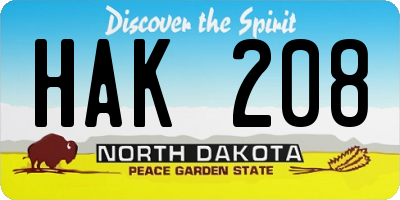 ND license plate HAK208