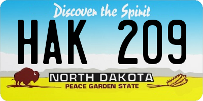 ND license plate HAK209