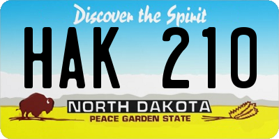 ND license plate HAK210