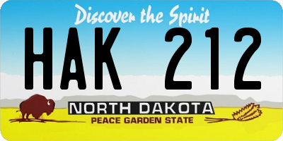 ND license plate HAK212