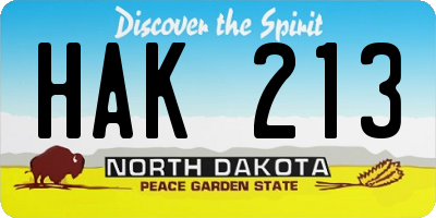 ND license plate HAK213