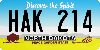 ND license plate HAK214