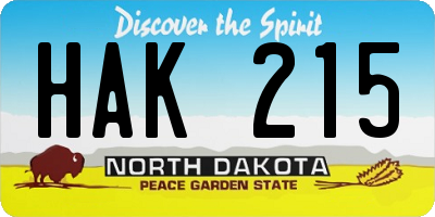 ND license plate HAK215