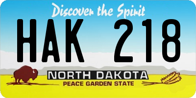 ND license plate HAK218