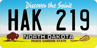 ND license plate HAK219