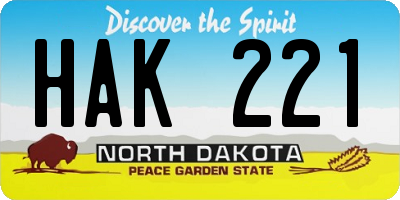 ND license plate HAK221