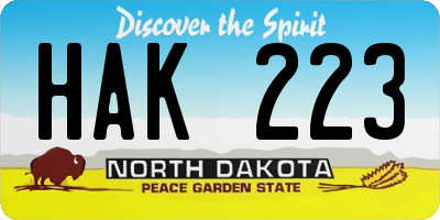 ND license plate HAK223