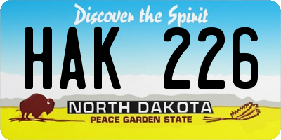 ND license plate HAK226