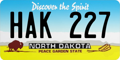 ND license plate HAK227