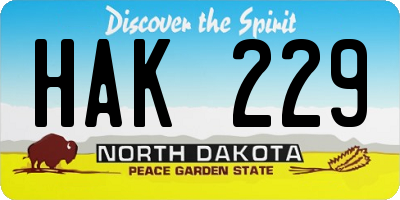 ND license plate HAK229