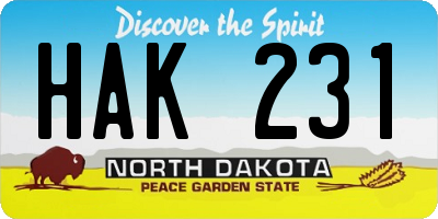 ND license plate HAK231