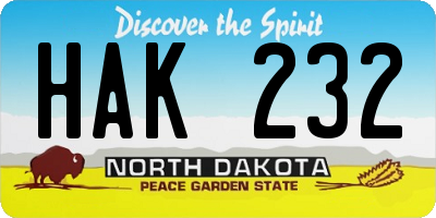 ND license plate HAK232