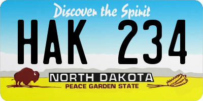 ND license plate HAK234