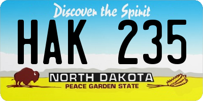 ND license plate HAK235