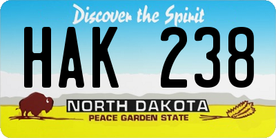 ND license plate HAK238