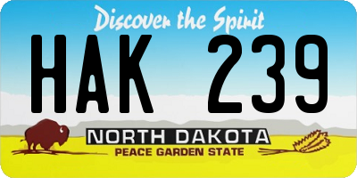 ND license plate HAK239