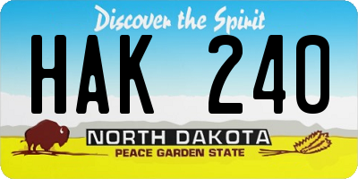 ND license plate HAK240