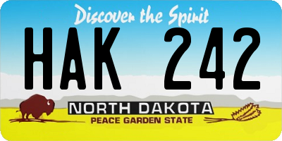 ND license plate HAK242