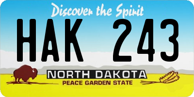 ND license plate HAK243