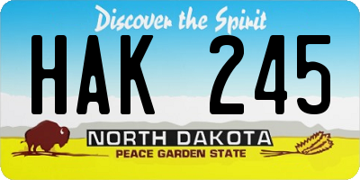 ND license plate HAK245