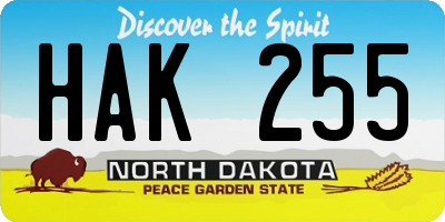 ND license plate HAK255