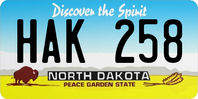 ND license plate HAK258