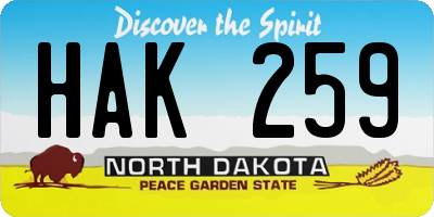 ND license plate HAK259