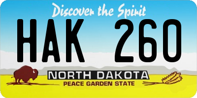 ND license plate HAK260