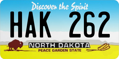 ND license plate HAK262