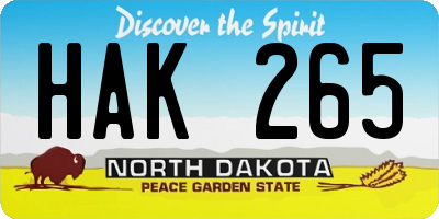 ND license plate HAK265