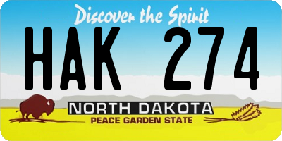 ND license plate HAK274