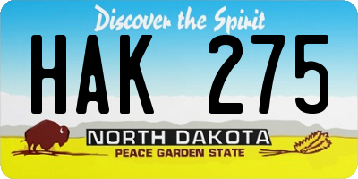 ND license plate HAK275