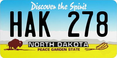 ND license plate HAK278