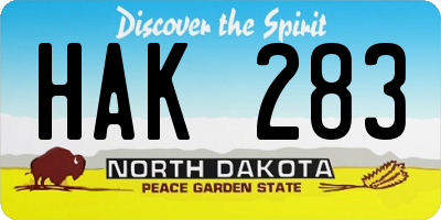 ND license plate HAK283
