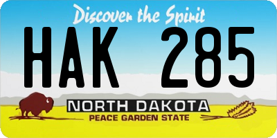 ND license plate HAK285