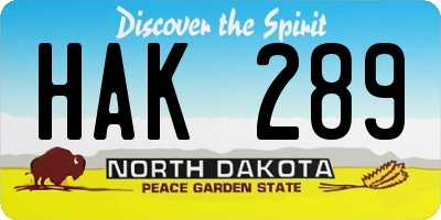 ND license plate HAK289